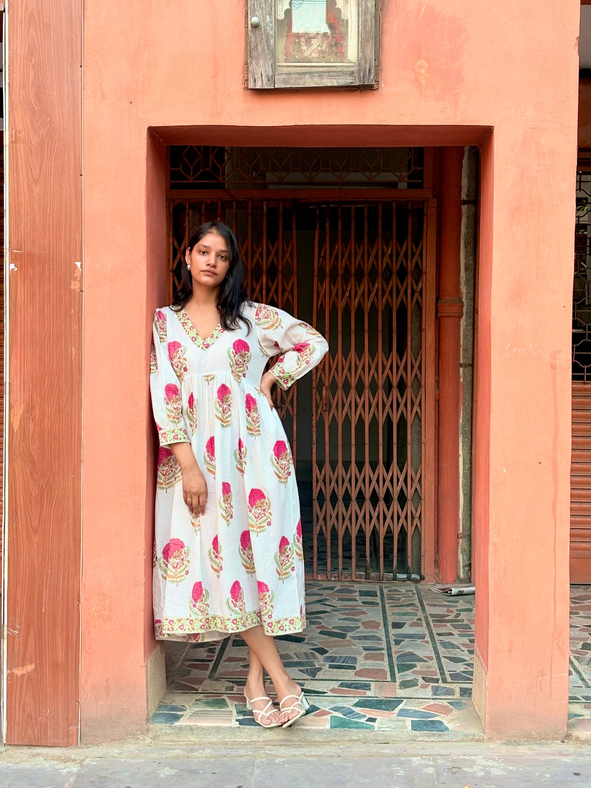 Blush Tale Maxi Dress - Pink Floral Block Print | Woven Visions XL Blush Tale Maxi Dress - Pink Floral Block Print | Woven Visions XL