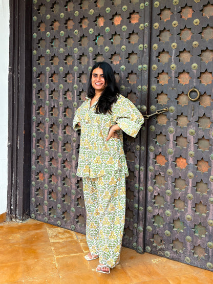 Full view of Prashansa co-ord set with matching pants and free shorts