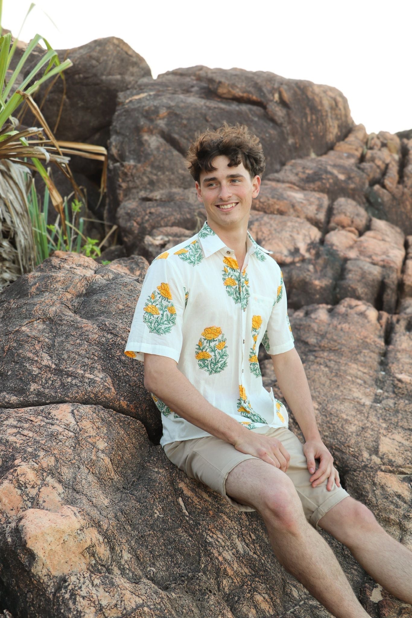Close-up of warm golden yellow color on handwoven cotton