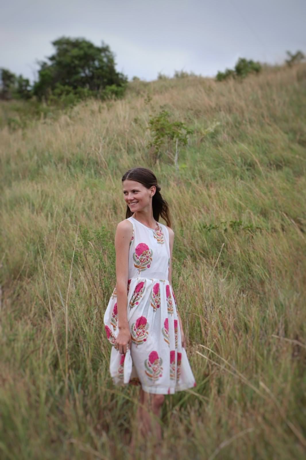 Full view of Mughal Bloom halter neck short dress