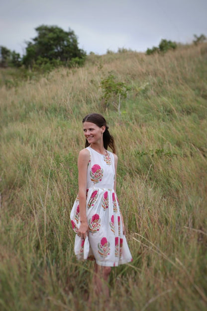 Full view of Mughal Bloom halter neck short dress