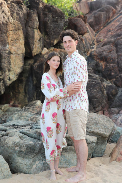 Detail of relaxed fit and hand block printed design