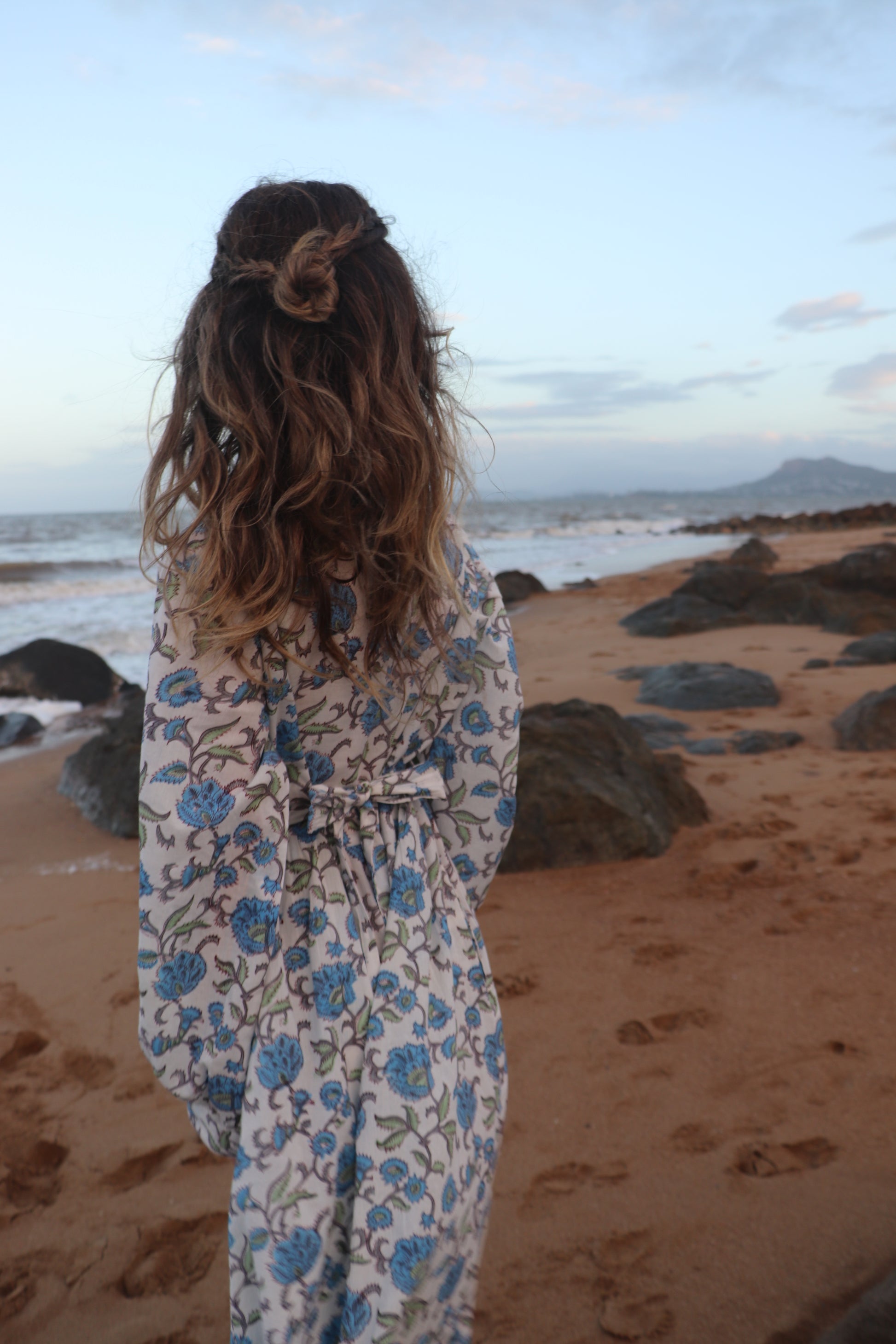 Full view of Seaside Breeze midi dress with relaxed fit