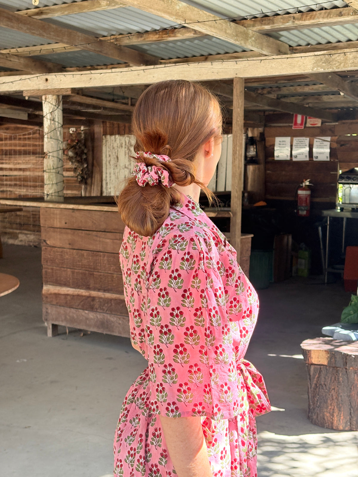 Vishali Pink Mini Dress — Hand block printed