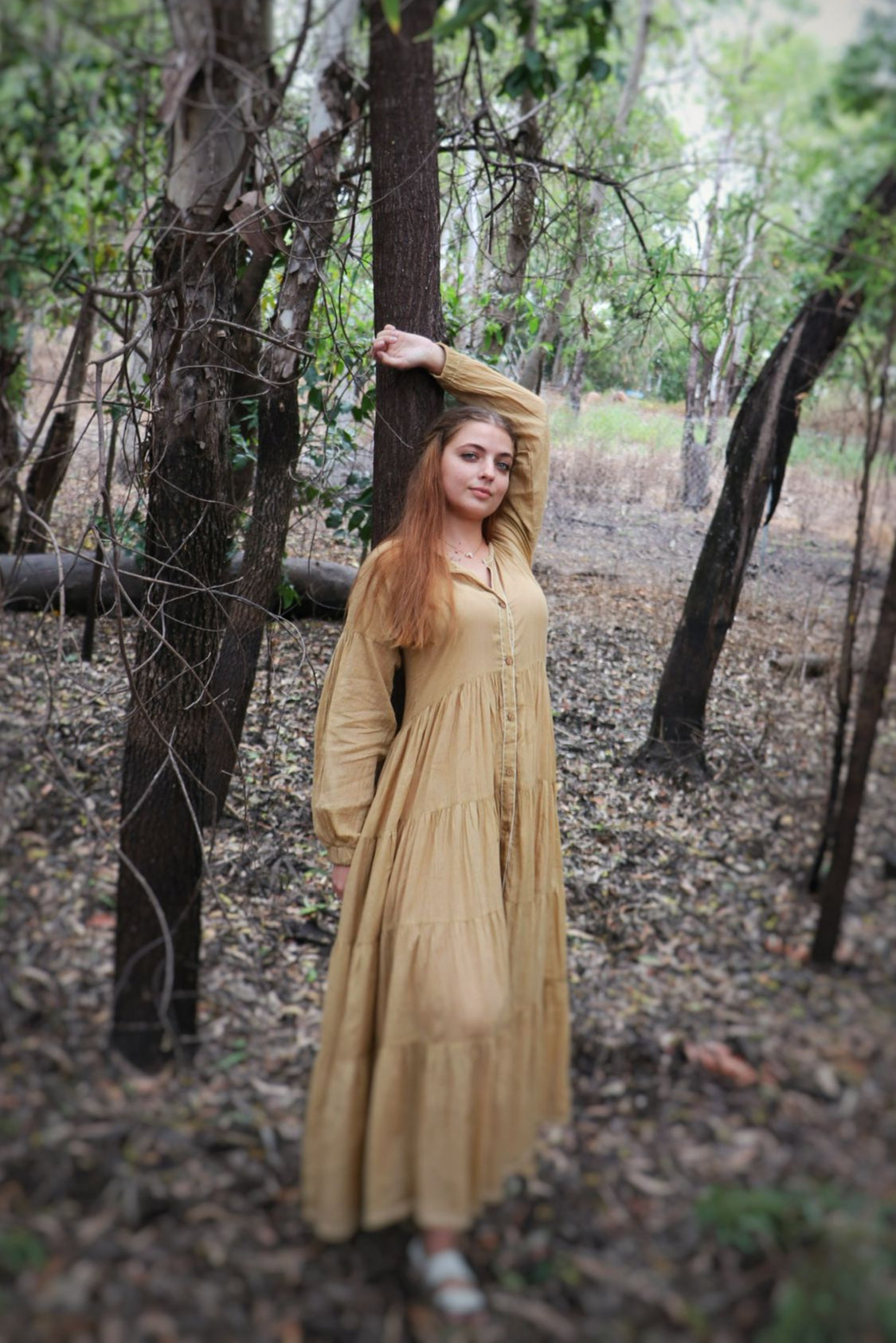 Detail of relaxed fit and breathable mulmul fabric